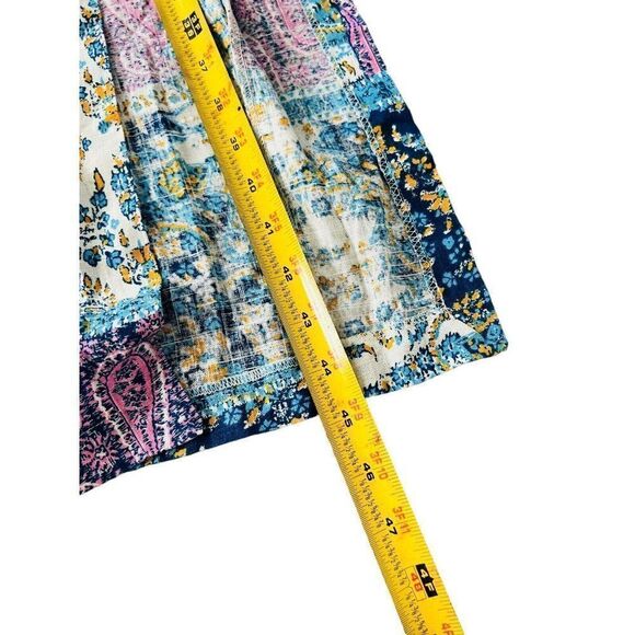 Zara Women Midi Dress S Multicolor Paisley Smocked Linen blend Slit NWOT - Picture 9 of 11